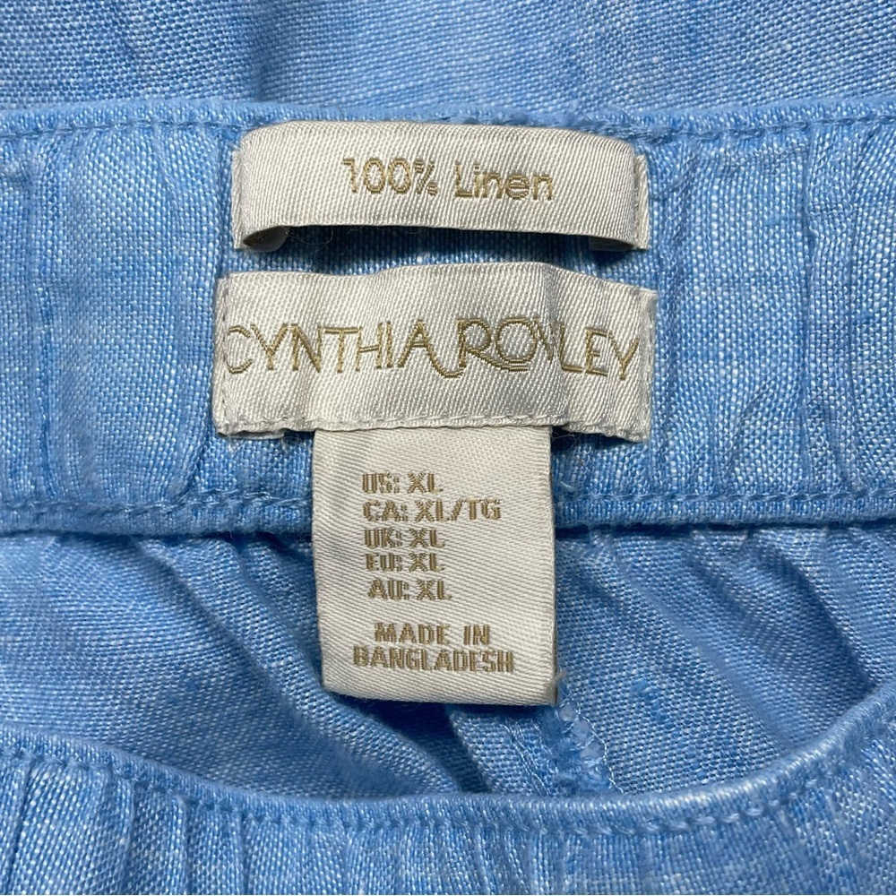 100% Linen Cynthia Rowley Wide Leg Crop Pants In Light Blue Sz XL - Picture 6 of 9